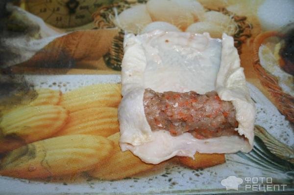 Рецепт: Колбаски куриные - в оболочке из куриной кожи