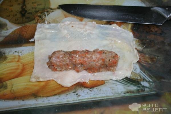 Рецепт: Колбаски куриные - в оболочке из куриной кожи