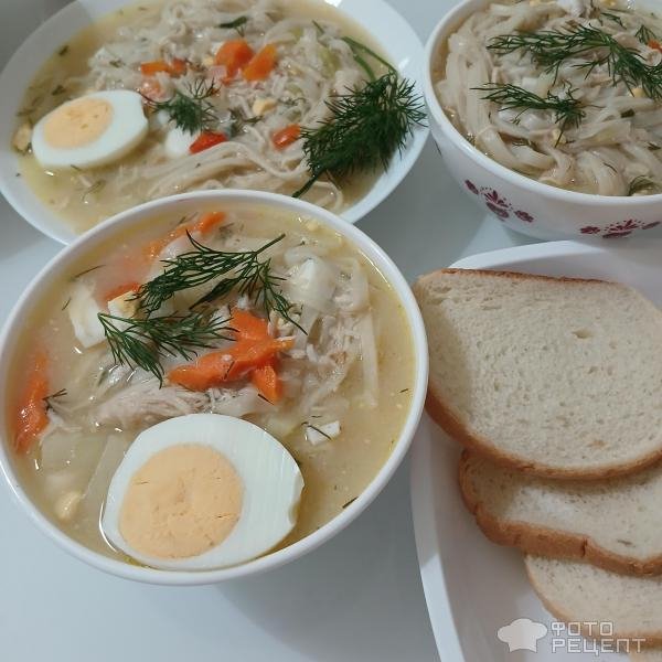 Рецепт: Удон с овощами и курицей - Суп с лапшой удон с курицей, яйцом и овощами. Ужин в азиатском стиле.