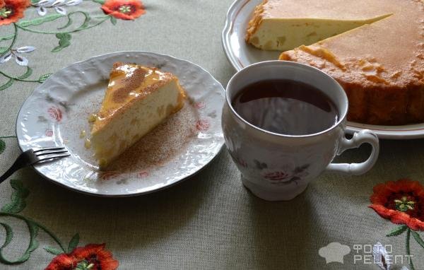 Рецепт: Творожная запеканка без муки и манки - С яблоками, корицей и медом