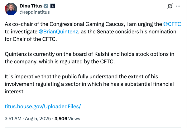 Трамп CFTC выбирает Брайана Квинтенца, спросил об галстуках Калши Трамп CFTC выбирает Брайана Квинтенца, спросил об галстуках Калши