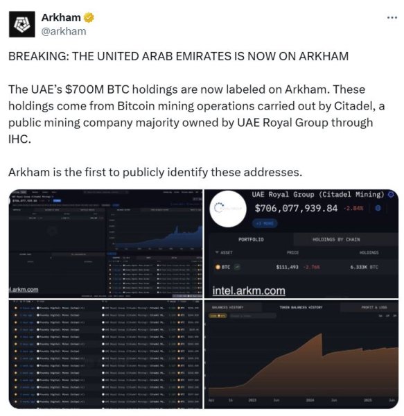 ОАЭ владеет 700 миллионами долларов в биткоин от горнодобывающих операций
