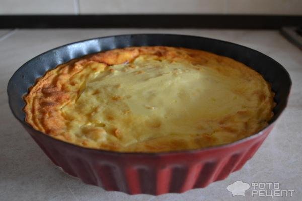 Рецепт: Творожная запеканка без муки и манки - С яблоками, корицей и медом