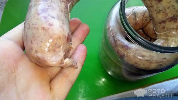 Рецепт: Домашняя свиная колбаса в банке - для длительного хранения
