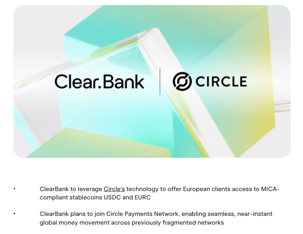 ClearBank сотрудничает с Circle для расширения USDC в Европе