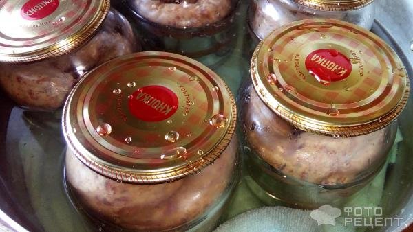 Рецепт: Домашняя свиная колбаса в банке - для длительного хранения