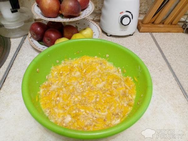 Рецепт: Пирог яблоками, тыквой и овсянкой - В духовке Рецепт: Пирог яблоками, тыквой и овсянкой - В духовке