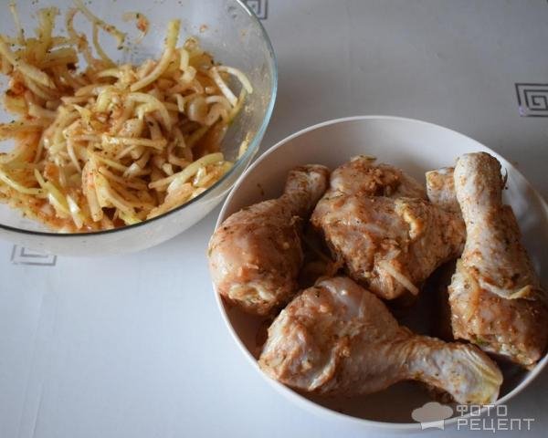Рецепт: Куриные голени с грузинскими травами - запечённые в духовке Рецепт: Куриные голени с грузинскими травами - запечённые в духовке