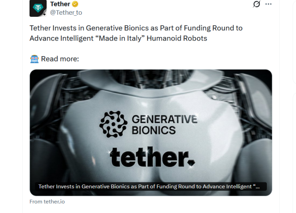 Tether выделил 81 миллион долларов на финансирование генеративной бионики