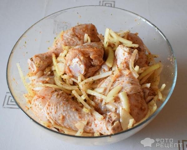 Рецепт: Куриные голени с грузинскими травами - запечённые в духовке Рецепт: Куриные голени с грузинскими травами - запечённые в духовке