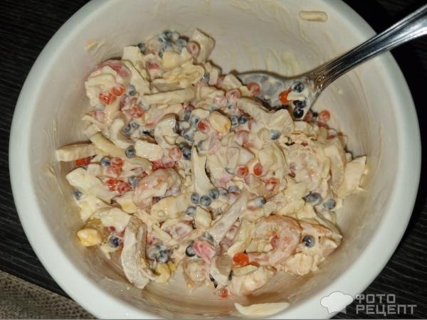 Рецепт: Салат Морской с креветками - С двумя видами икры Рецепт: Салат Морской с креветками - С двумя видами икры