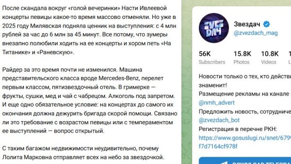 Лолита Милявская увеличила свой гонорар