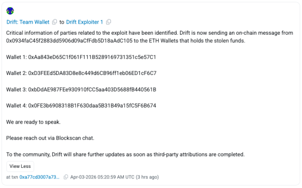 Drift ищет контакта с хакером после эксплойта на 280 миллионов долларов
