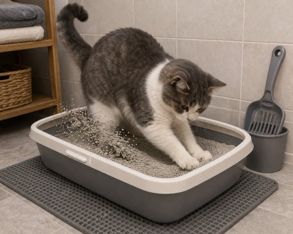 Почему кошка закапывает свой туалет