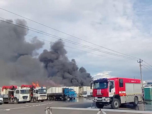 Площадь пожара на строительном рынке — 1500 кв. метров