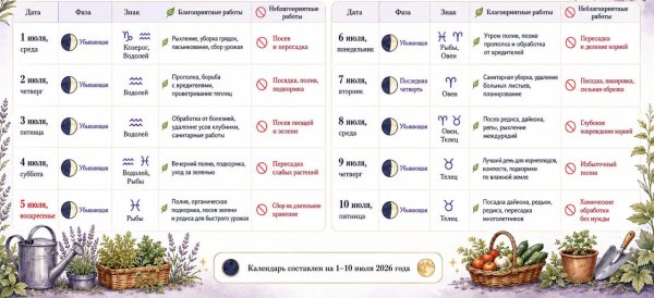 Фазы Луны в июле 2026 года: лунный календарь садовых работ и лучшие дни для огорода